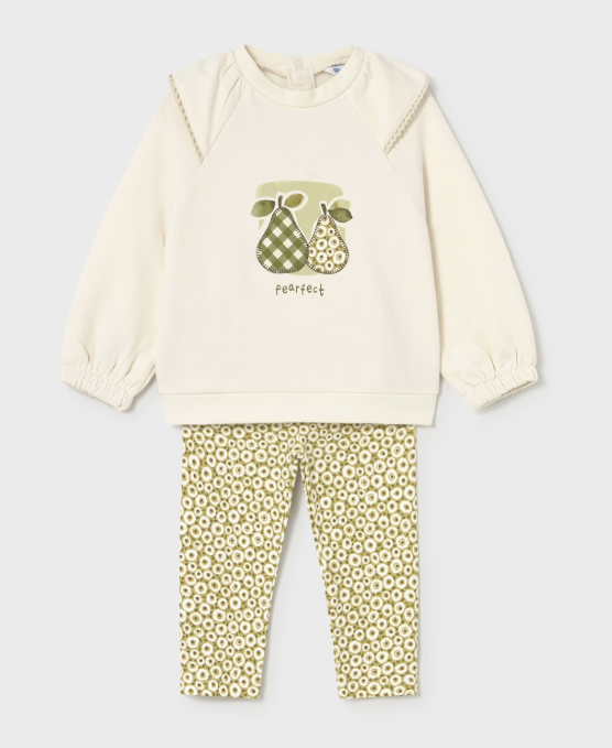 Mayoral \'Pearfect\' Sweatshirt & Leggings Style 2741 -Light Olive